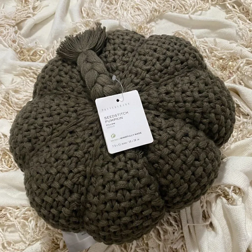 Pottery Barn Seedstitch Pumpkin Pillow Loden